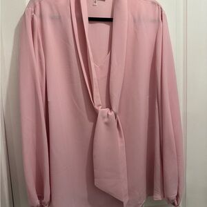 Pink Tie-Neck Blouse